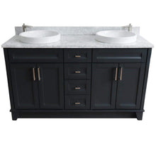 Load image into Gallery viewer, Bellaterra Home Vanity BellaTerra Home 61&quot; Double sink vanity in Dark Gray finish and White carrara marble and round sink 400700-61D-DG-WMRD
