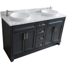 Load image into Gallery viewer, Bellaterra Home Vanity BellaTerra Home 61&quot; Double sink vanity in Dark Gray finish and White carrara marble and round sink 400700-61D-DG-WMRD