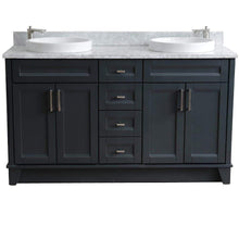 Load image into Gallery viewer, Bellaterra Home Vanity BellaTerra Home 61&quot; Double sink vanity in Dark Gray finish and White carrara marble and round sink 400700-61D-DG-WMRD