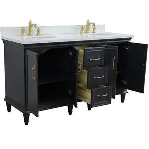 Bellaterra Home Vanity BellaTerra Home 61" Double sink vanity in Dark Gray finish and White quartz and oval sink 400800-61D-DG-WEO