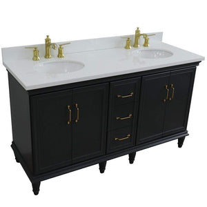 Bellaterra Home Vanity BellaTerra Home 61" Double sink vanity in Dark Gray finish and White quartz and oval sink 400800-61D-DG-WEO