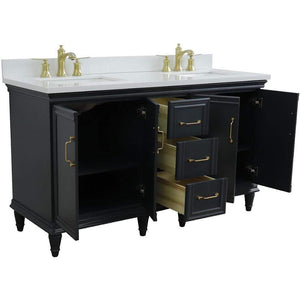 Bellaterra Home Vanity BellaTerra Home  61" Double sink vanity in Dark Gray finish and White quartz and rectangle sink 400800-61D-DG-WER