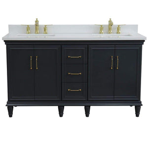 Bellaterra Home Vanity BellaTerra Home  61" Double sink vanity in Dark Gray finish and White quartz and rectangle sink 400800-61D-DG-WER