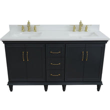 Load image into Gallery viewer, Bellaterra Home Vanity BellaTerra Home  61&quot; Double sink vanity in Dark Gray finish and White quartz and rectangle sink 400800-61D-DG-WER