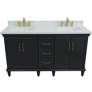Bellaterra Home Vanity BellaTerra Home  61" Double sink vanity in Dark Gray finish and White quartz and rectangle sink 400800-61D-DG-WER