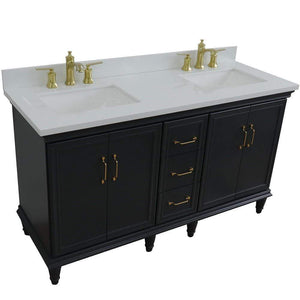 Bellaterra Home Vanity BellaTerra Home  61" Double sink vanity in Dark Gray finish and White quartz and rectangle sink 400800-61D-DG-WER