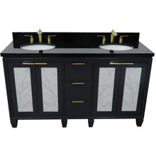 Load image into Gallery viewer, Bellaterra Home Vanity BellaTerra Home 61&quot; Double sink vanity in Dark Gray finish with Black galaxy granite and oval sink 400990-61D-DG-BGO