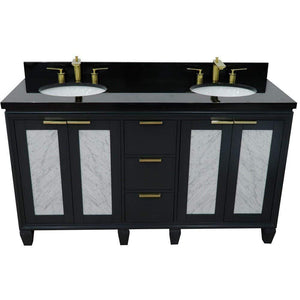 Bellaterra Home Vanity BellaTerra Home 61" Double sink vanity in Dark Gray finish with Black galaxy granite and oval sink 400990-61D-DG-BGO