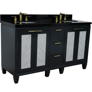 Bellaterra Home Vanity BellaTerra Home 61" Double sink vanity in Dark Gray finish with Black galaxy granite and oval sink 400990-61D-DG-BGO