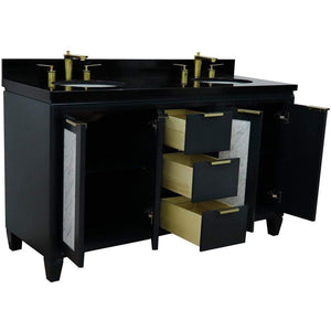 Bellaterra Home Vanity BellaTerra Home 61" Double sink vanity in Dark Gray finish with Black galaxy granite and oval sink 400990-61D-DG-BGO