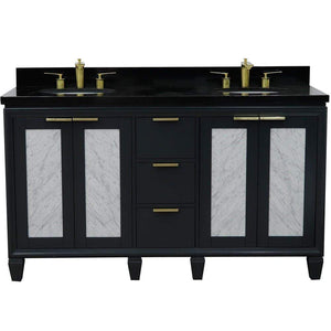 Bellaterra Home Vanity BellaTerra Home 61" Double sink vanity in Dark Gray finish with Black galaxy granite and oval sink 400990-61D-DG-BGO