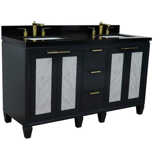 Bellaterra Home Vanity BellaTerra Home 61" Double sink vanity in Dark Gray finish with Black galaxy granite and rectangle sink 400990-61D-DG-BGR
