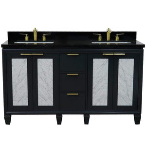 Bellaterra Home Vanity BellaTerra Home 61" Double sink vanity in Dark Gray finish with Black galaxy granite and rectangle sink 400990-61D-DG-BGR