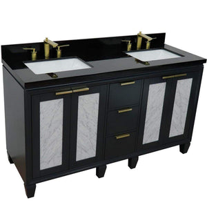 Bellaterra Home Vanity BellaTerra Home 61" Double sink vanity in Dark Gray finish with Black galaxy granite and rectangle sink 400990-61D-DG-BGR
