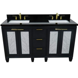 Bellaterra Home Vanity BellaTerra Home 61" Double sink vanity in Dark Gray finish with Black galaxy granite and rectangle sink 400990-61D-DG-BGR