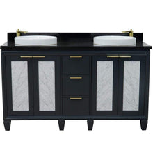 Load image into Gallery viewer, Bellaterra Home Vanity BellaTerra Home 61&quot; Double sink vanity in Dark Gray finish with Black galaxy granite and round sink 400990-61D-DG-BGRD