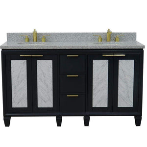 Bellaterra Home Vanity BellaTerra Home 61" Double sink vanity in Dark Gray finish with Gray granite and oval sink 400990-61D-DG-GYO