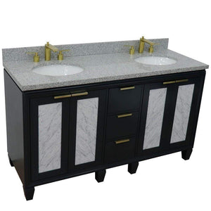 Bellaterra Home Vanity BellaTerra Home 61" Double sink vanity in Dark Gray finish with Gray granite and oval sink 400990-61D-DG-GYO