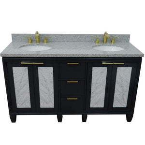 Bellaterra Home Vanity BellaTerra Home 61" Double sink vanity in Dark Gray finish with Gray granite and oval sink 400990-61D-DG-GYO