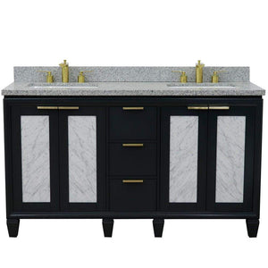 Bellaterra Home Vanity BellaTerra Home 61" Double sink vanity in Dark Gray finish with Gray granite and rectangle sink 400990-61D-DG-GYR
