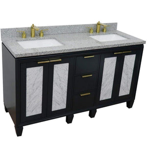Bellaterra Home Vanity BellaTerra Home 61" Double sink vanity in Dark Gray finish with Gray granite and rectangle sink 400990-61D-DG-GYR