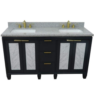 Bellaterra Home Vanity BellaTerra Home 61" Double sink vanity in Dark Gray finish with Gray granite and rectangle sink 400990-61D-DG-GYR