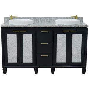 Bellaterra Home Vanity BellaTerra Home 61" Double sink vanity in Dark Gray finish with Gray granite and round sink 400990-61D-DG-GYRD
