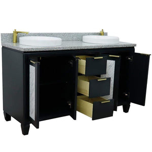 Bellaterra Home Vanity BellaTerra Home 61" Double sink vanity in Dark Gray finish with Gray granite and round sink 400990-61D-DG-GYRD