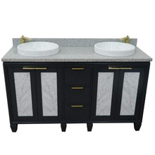 Load image into Gallery viewer, Bellaterra Home Vanity BellaTerra Home 61&quot; Double sink vanity in Dark Gray finish with Gray granite and round sink 400990-61D-DG-GYRD