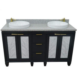 Bellaterra Home Vanity BellaTerra Home 61" Double sink vanity in Dark Gray finish with Gray granite and round sink 400990-61D-DG-GYRD
