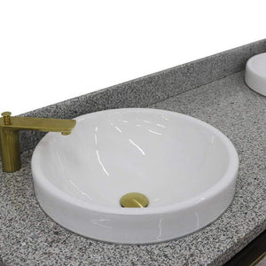 Bellaterra Home Vanity BellaTerra Home 61" Double sink vanity in Dark Gray finish with Gray granite and round sink 400990-61D-DG-GYRD