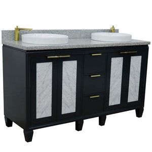 Bellaterra Home Vanity BellaTerra Home 61" Double sink vanity in Dark Gray finish with Gray granite and round sink 400990-61D-DG-GYRD