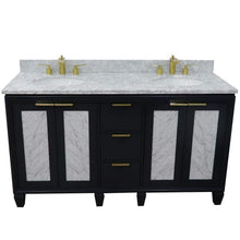 Load image into Gallery viewer, Bellaterra Home Vanity BellaTerra Home 61&quot; Double sink vanity in Dark Gray finish with White carrara marble and oval sink 400990-61D-DG-WM