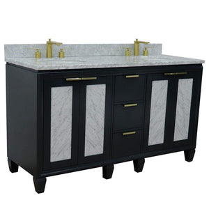 Bellaterra Home Vanity BellaTerra Home 61" Double sink vanity in Dark Gray finish with White carrara marble and oval sink 400990-61D-DG-WM