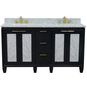 Bellaterra Home Vanity BellaTerra Home 61" Double sink vanity in Dark Gray finish with White carrara marble and rectangle sink 400990-61D-DG-WMR