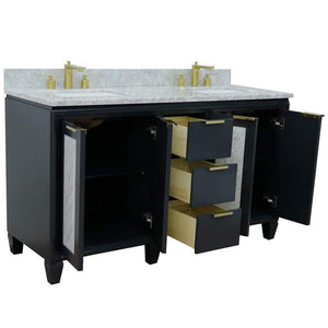 Bellaterra Home Vanity BellaTerra Home 61" Double sink vanity in Dark Gray finish with White carrara marble and rectangle sink 400990-61D-DG-WMR