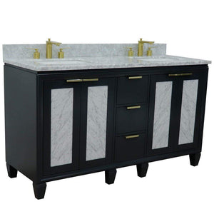 Bellaterra Home Vanity BellaTerra Home 61" Double sink vanity in Dark Gray finish with White carrara marble and rectangle sink 400990-61D-DG-WMR