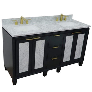 Bellaterra Home Vanity BellaTerra Home 61" Double sink vanity in Dark Gray finish with White carrara marble and rectangle sink 400990-61D-DG-WMR