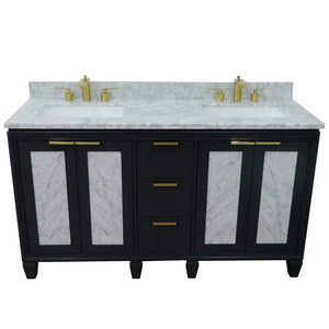 Bellaterra Home Vanity BellaTerra Home 61" Double sink vanity in Dark Gray finish with White carrara marble and rectangle sink 400990-61D-DG-WMR