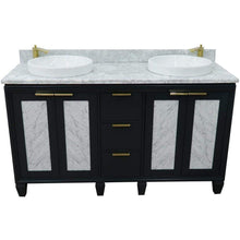 Load image into Gallery viewer, Bellaterra Home Vanity BellaTerra Home 61&quot; Double sink vanity in Dark Gray finish with White carrara marble and round sink 400990-61D-DG-WMRD