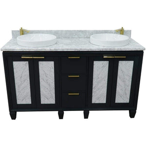 Bellaterra Home Vanity BellaTerra Home 61" Double sink vanity in Dark Gray finish with White carrara marble and round sink 400990-61D-DG-WMRD