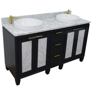 Bellaterra Home Vanity BellaTerra Home 61" Double sink vanity in Dark Gray finish with White carrara marble and round sink 400990-61D-DG-WMRD