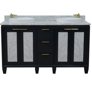 Bellaterra Home Vanity BellaTerra Home 61" Double sink vanity in Dark Gray finish with White carrara marble and round sink 400990-61D-DG-WMRD