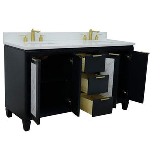 Bellaterra Home Vanity BellaTerra Home 61" Double sink vanity in Dark Gray finish with White quartz and oval sink 400990-61D-DG-WEO