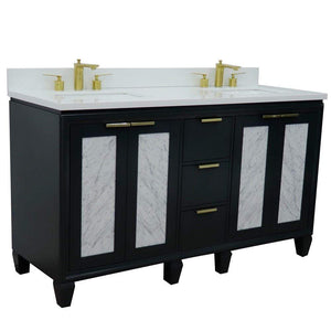 Bellaterra Home Vanity BellaTerra Home 61" Double sink vanity in Dark Gray finish with White quartz and rectangle sink 400990-61D-DG-WER