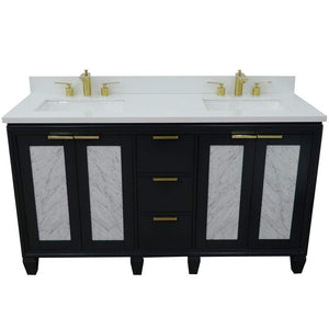 Bellaterra Home Vanity BellaTerra Home 61" Double sink vanity in Dark Gray finish with White quartz and rectangle sink 400990-61D-DG-WER
