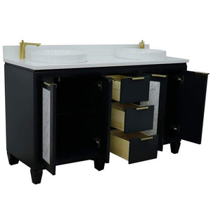 Bellaterra Home Vanity BellaTerra Home 61" Double sink vanity in Dark Gray finish with White quartz and round sink 400990-61D-DG-WER