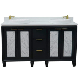 Bellaterra Home Vanity BellaTerra Home 61" Double sink vanity in Dark Gray finish with White quartz and round sink 400990-61D-DG-WER