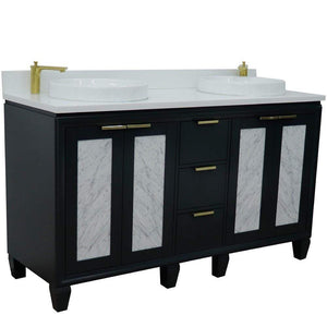 Bellaterra Home Vanity BellaTerra Home 61" Double sink vanity in Dark Gray finish with White quartz and round sink 400990-61D-DG-WER