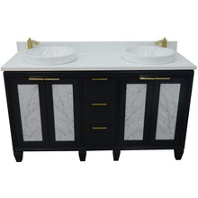 Load image into Gallery viewer, Bellaterra Home Vanity BellaTerra Home 61&quot; Double sink vanity in Dark Gray finish with White quartz and round sink 400990-61D-DG-WER